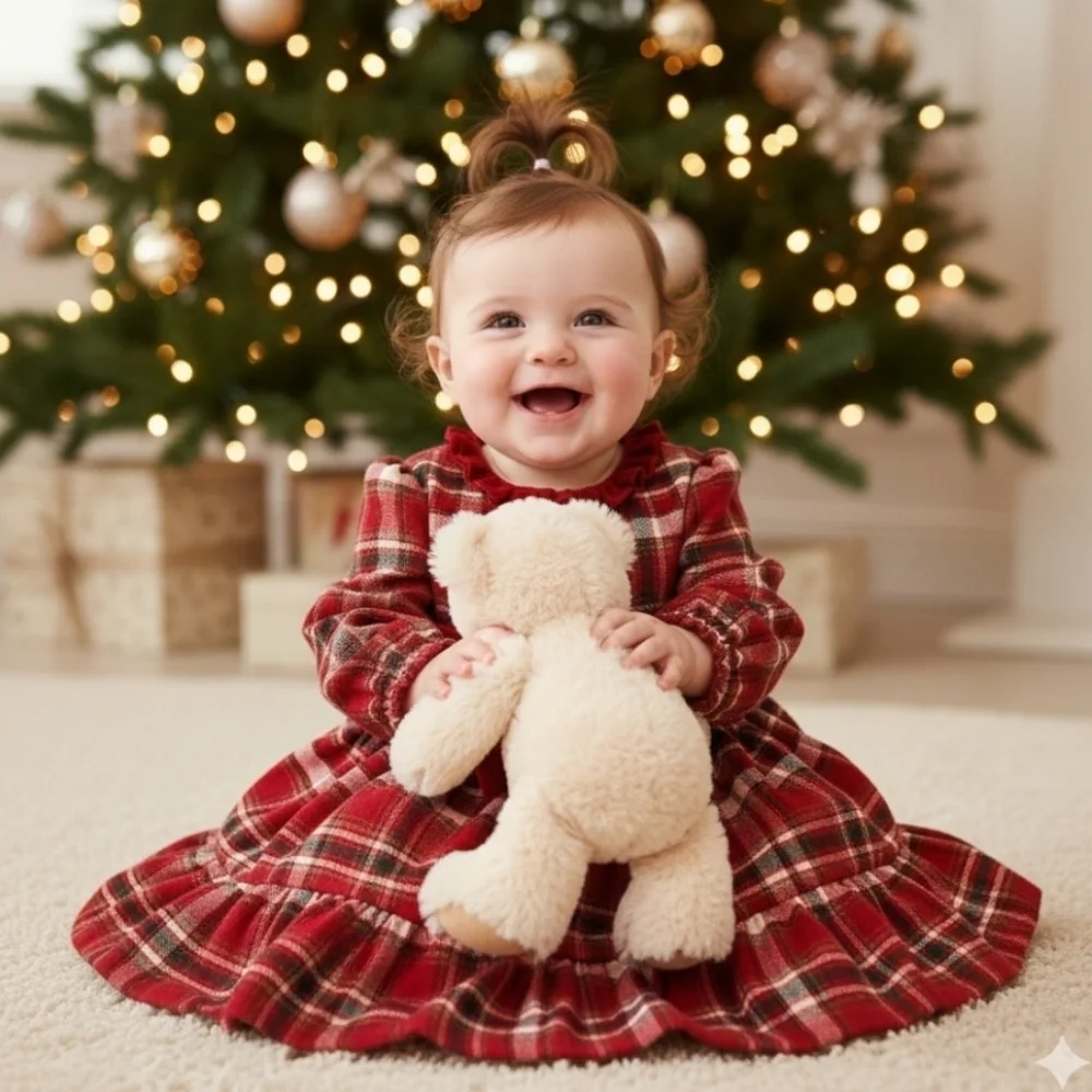 Tommy Bahama Classic Red Tartan Christmas Dress for Baby Girl Size 12 Months